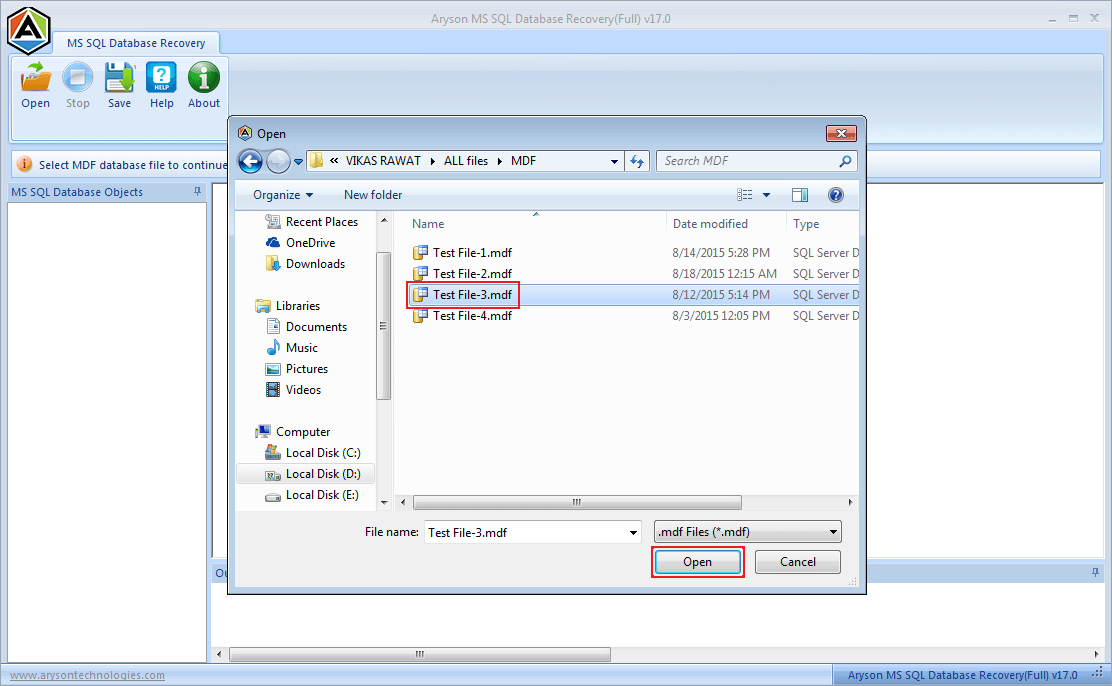 Aryson SQL Database Recovery screenshot Aryson SQL Database Recovery screenshot