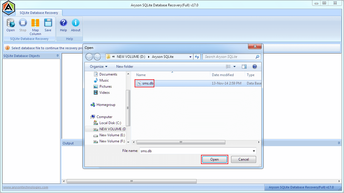SQLite Database Recovery screenshot