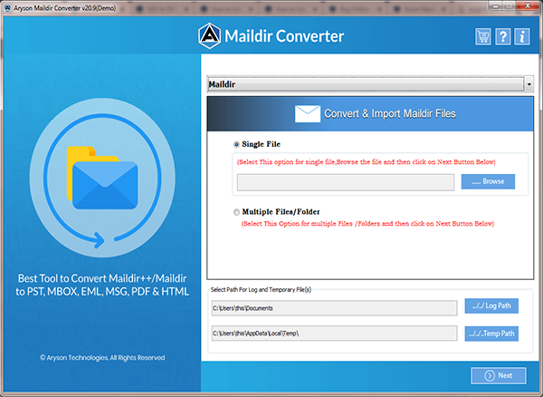 Maildir converter software, Maildir converter tool, Maildir file converter, Maildir conversion, transfer Maildir to PDF, Maildir to EML, Maildir to Outlook