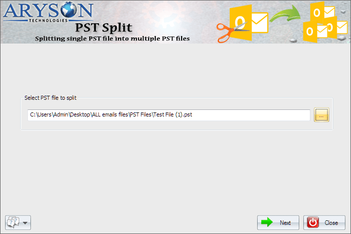 Split Large PST File by Aryson PST Split