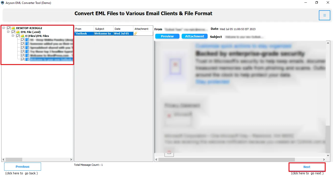 Aryson EML to PST Converter