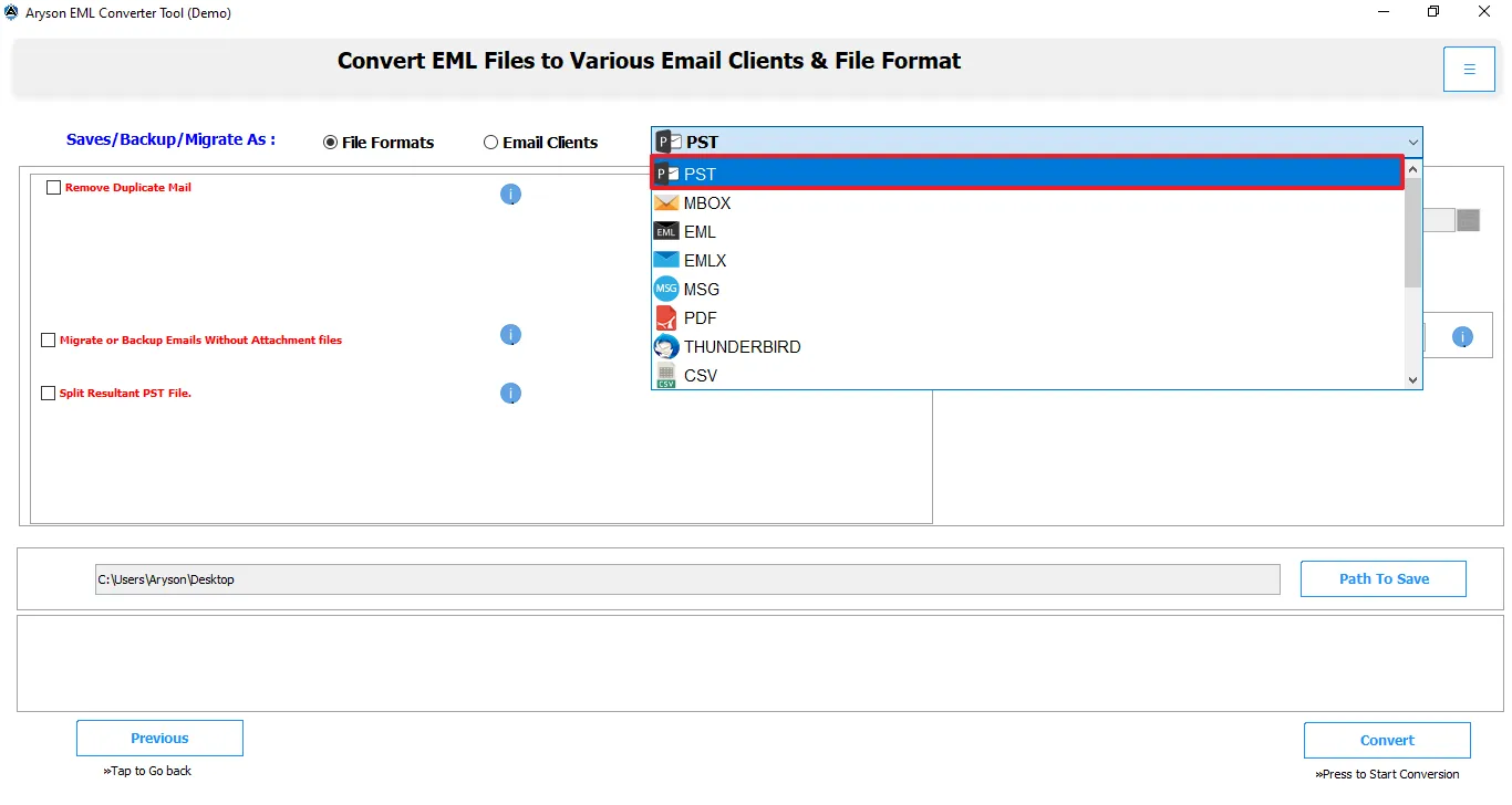 Aryson EML to PST Converter