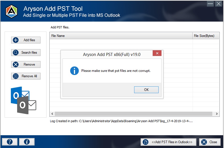 Add Outlook PST