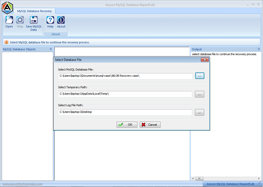 Aryson MySQL Database Repair