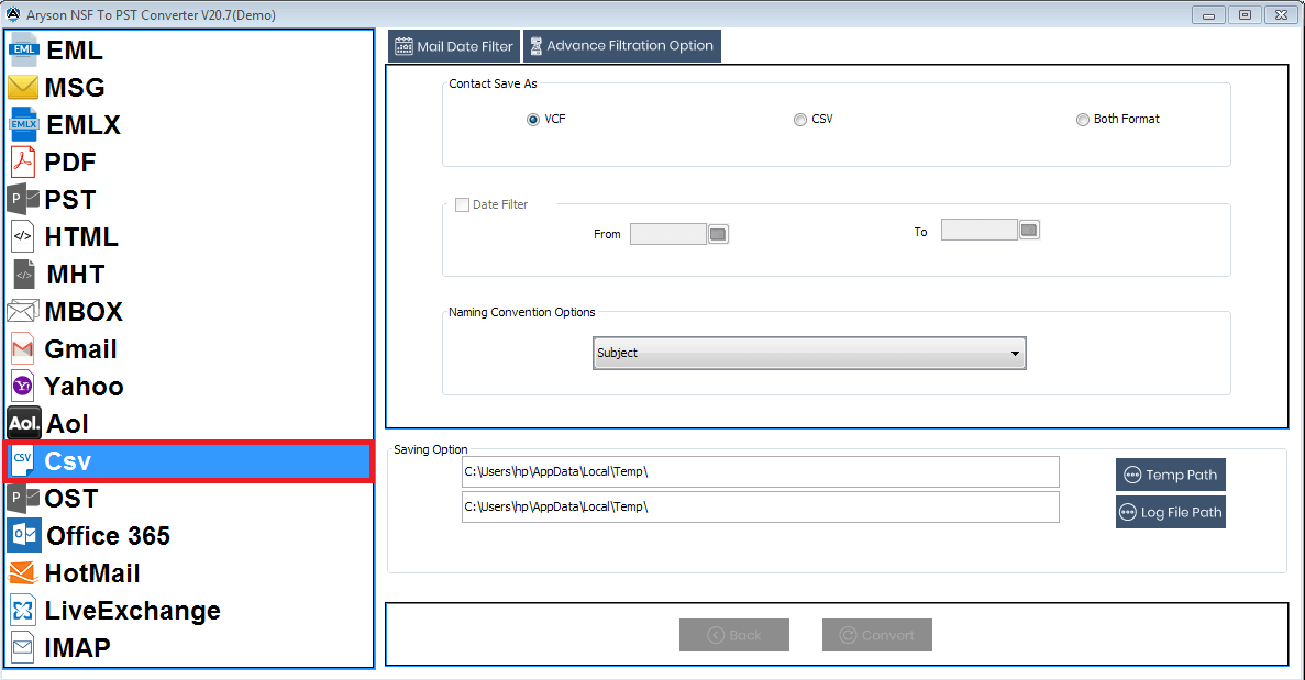 Save to CSV