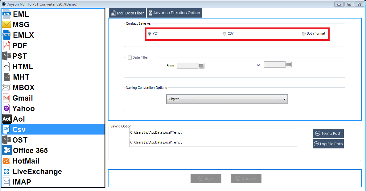 Save to CSV