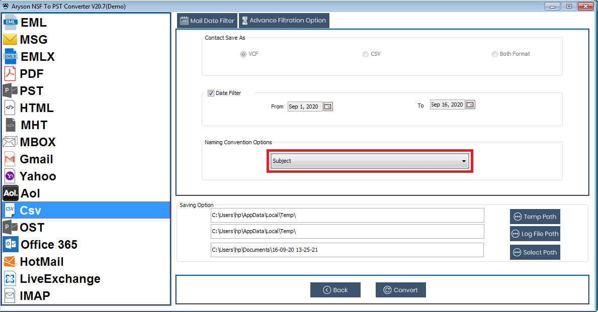 Save to CSV