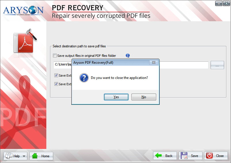Close PDF Recovery Tool