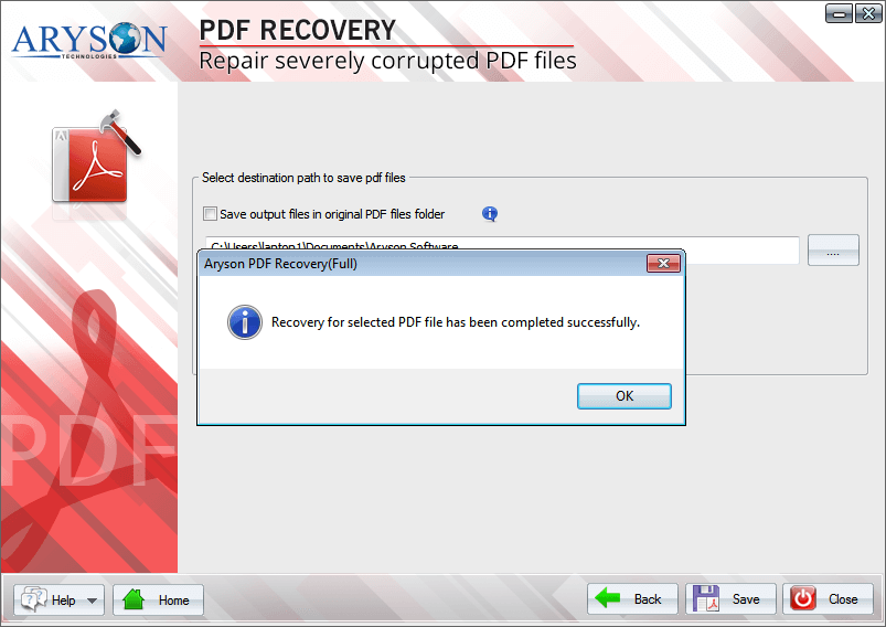 Save Recoverd PDF File