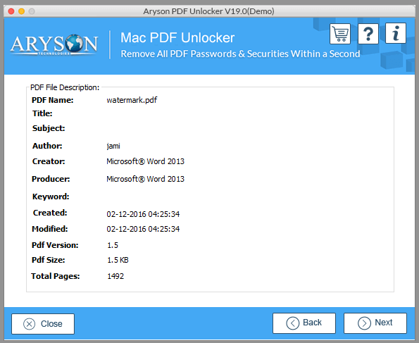 Mac PDF Password Unlocker