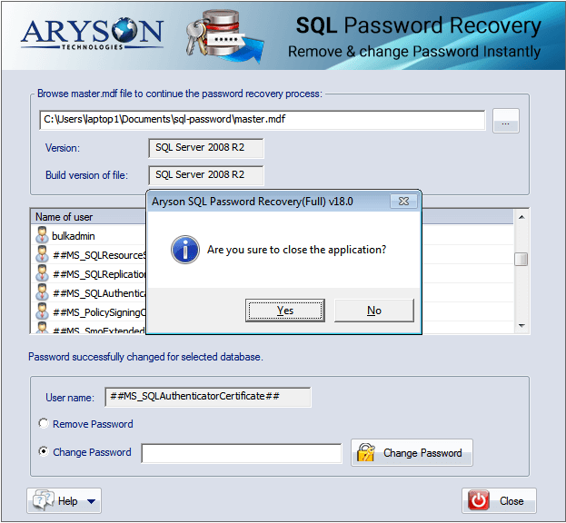 SQL Password Recovery