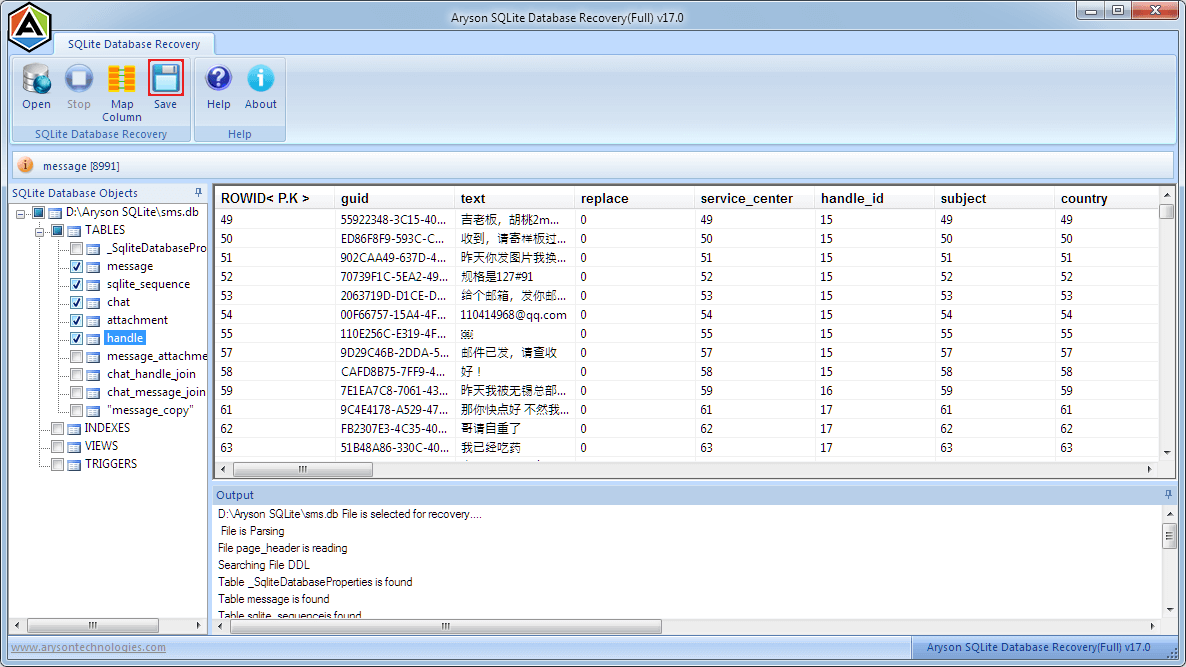 select the database objects