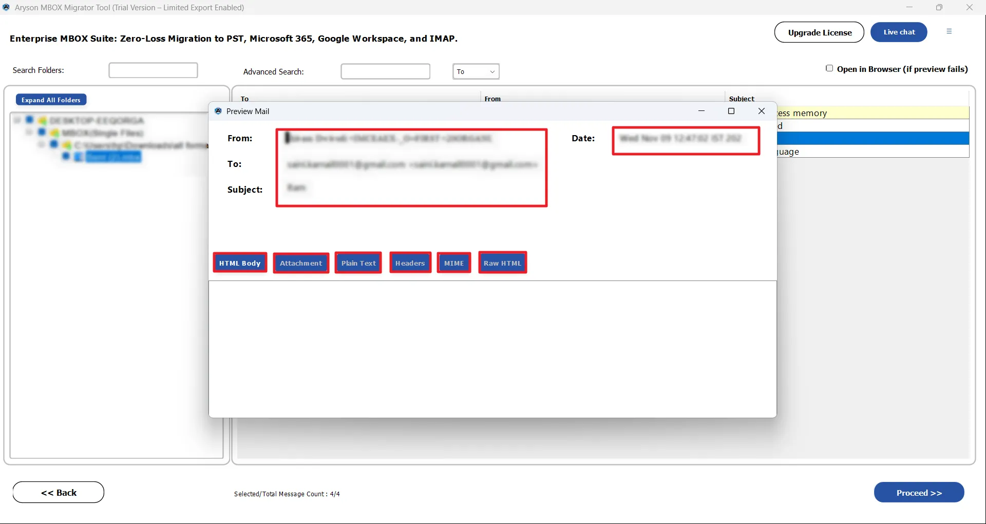 Mailbox Folder Backup