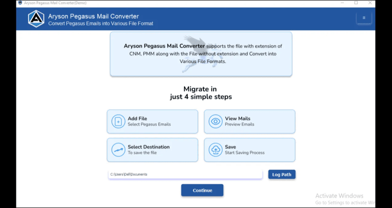 Aryson Pegasus Mail Converter Tool screenshot