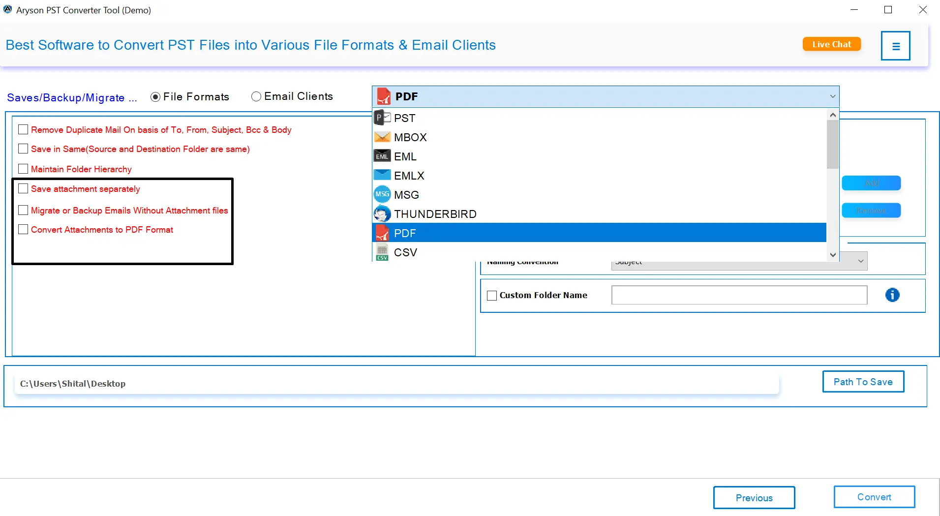 Flexible Attachment Handling Options