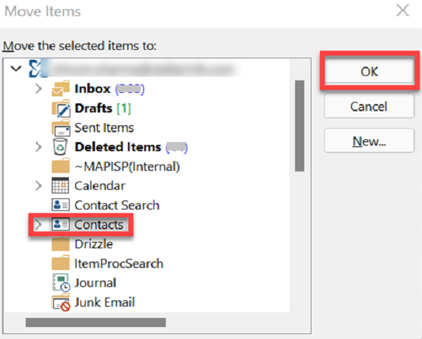 Select Contacts to Restore