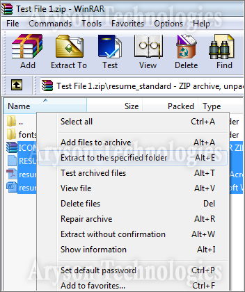 Select File to Extract