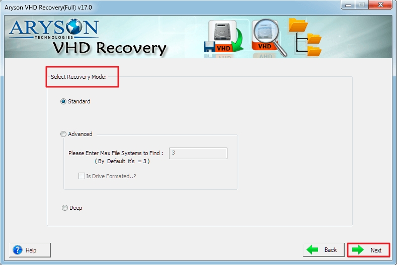 select Recovery Modes