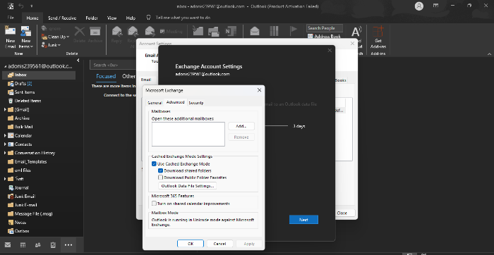 Choose the email account 