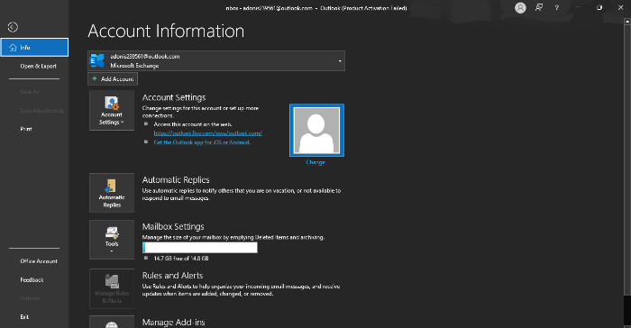 click on Account Settings again from the dropdown