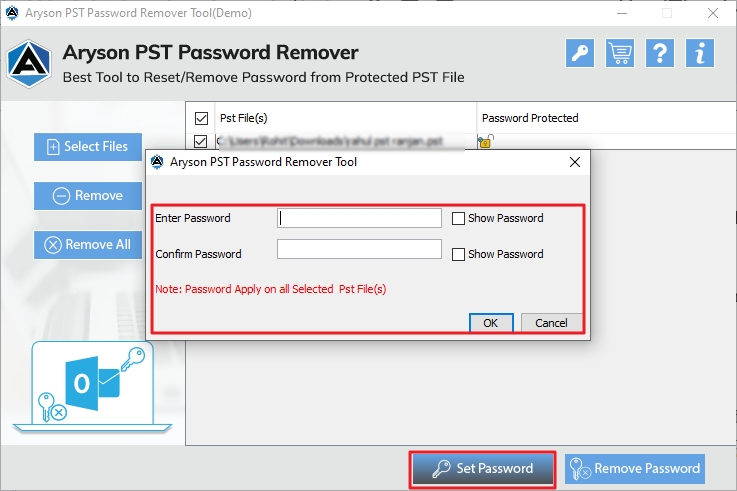 select the Set Password and enter the password