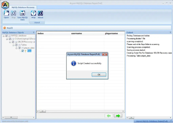 recovered database as a script or directly to a live MySQL Server