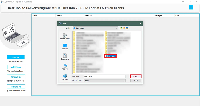 select single or multiple MBOX files