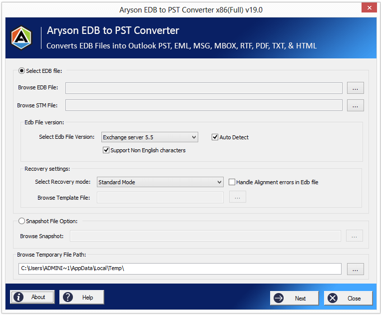 download and install the Aryson EDB to PST Converter