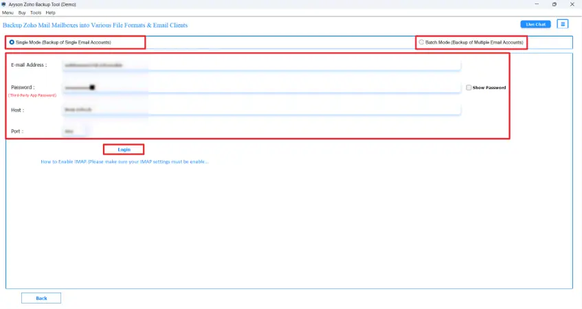 Enter the valid Zoho ID and password