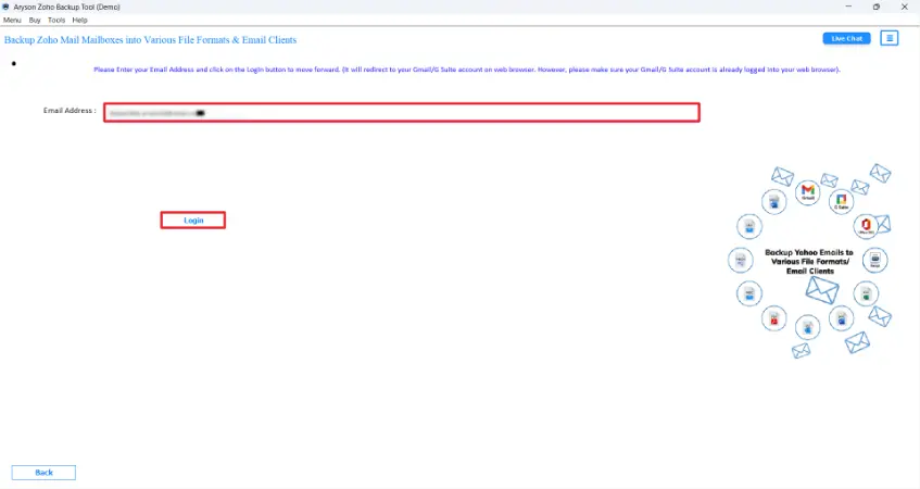 Provide the relevant Gmail credentials to log in