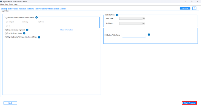 Start Process button