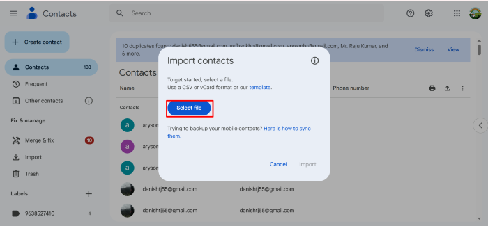 Select File and Upload