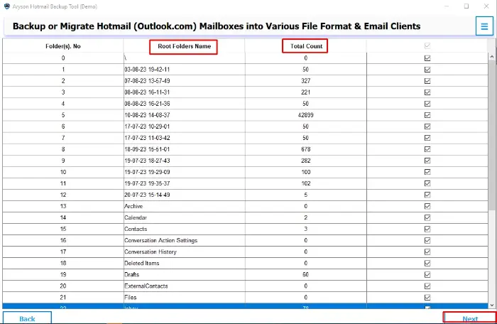 utility will fetch your Hotmail mailbox folders