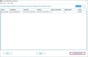 download or save the backup process report