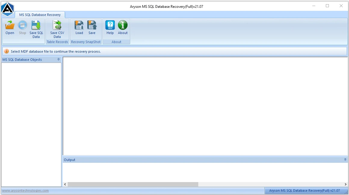 Launch Aryson SQL Database Recovery tool