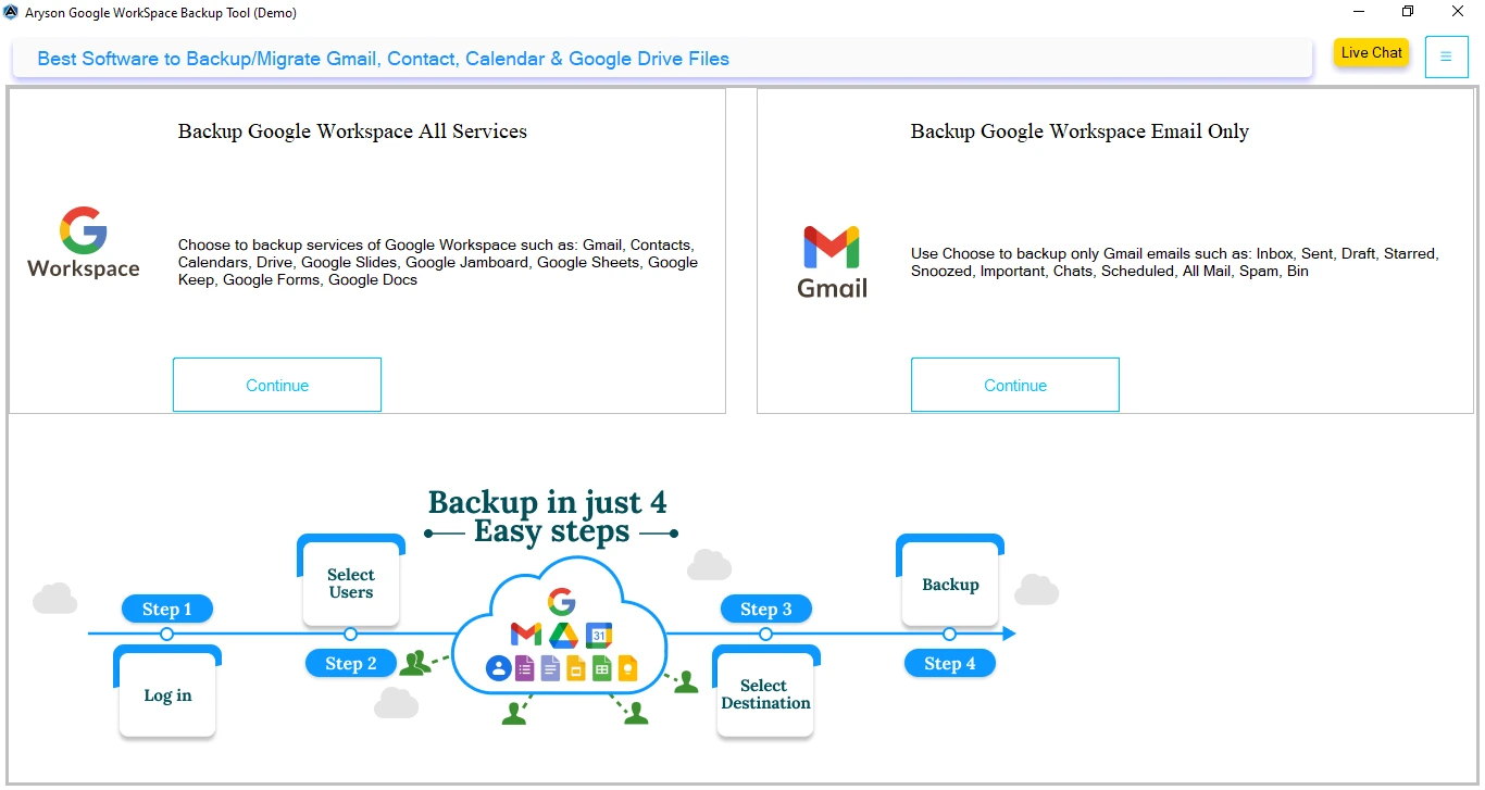 Run Aryson Google Workspace Backup Tool