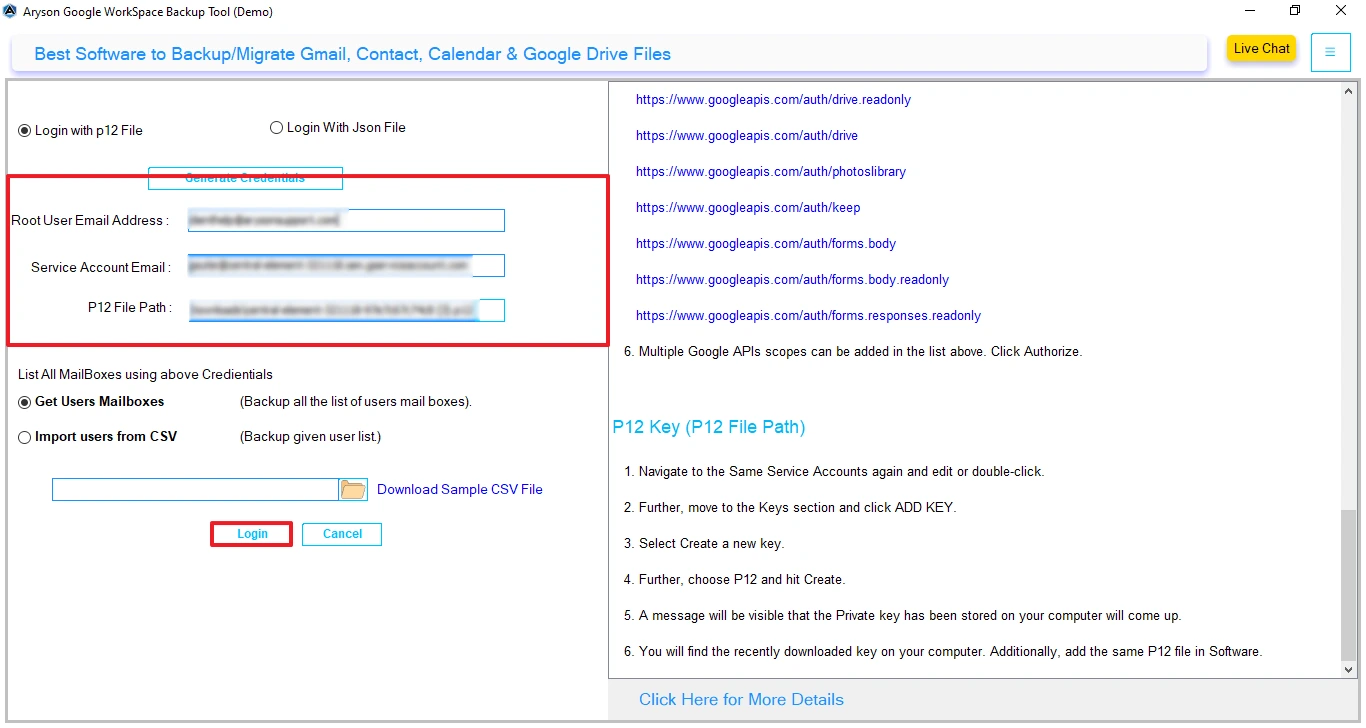 Log in to Google account