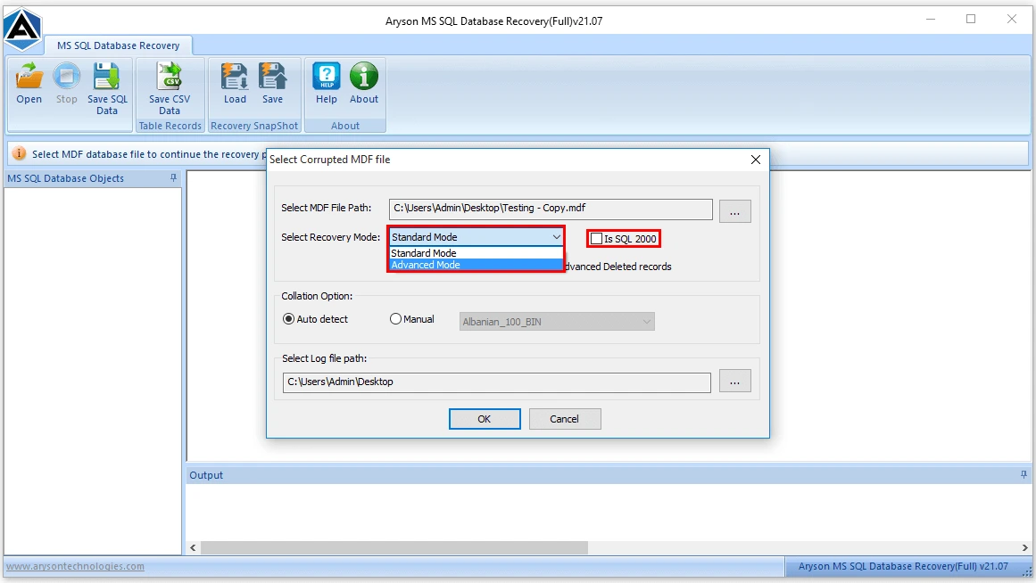 Choose suitable recovery mode