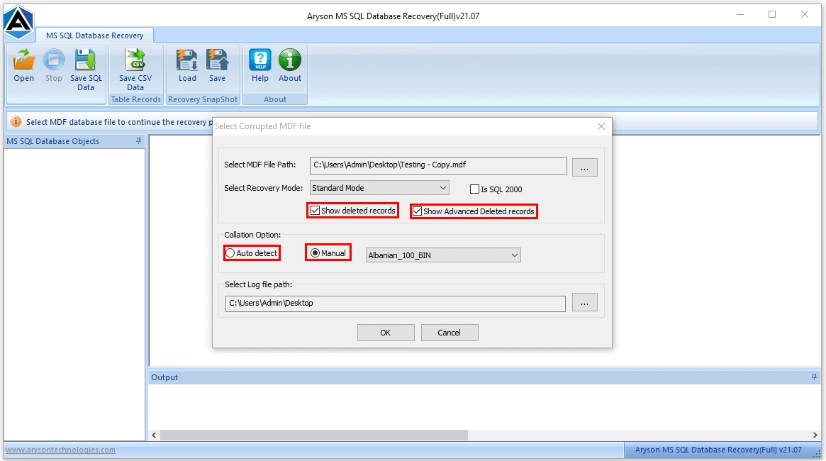 Cross-verify the recovered objects