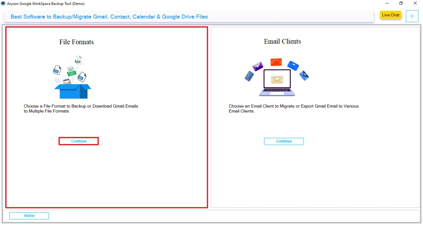 Choose required output format
