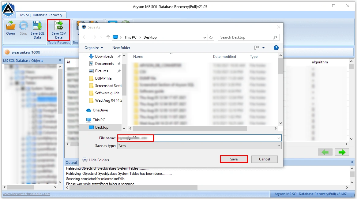 Choose required export format