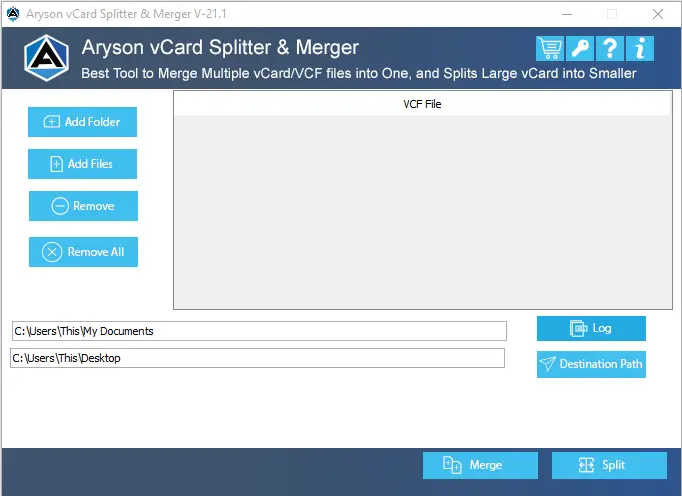 Run Aryson vCard Merger Tool