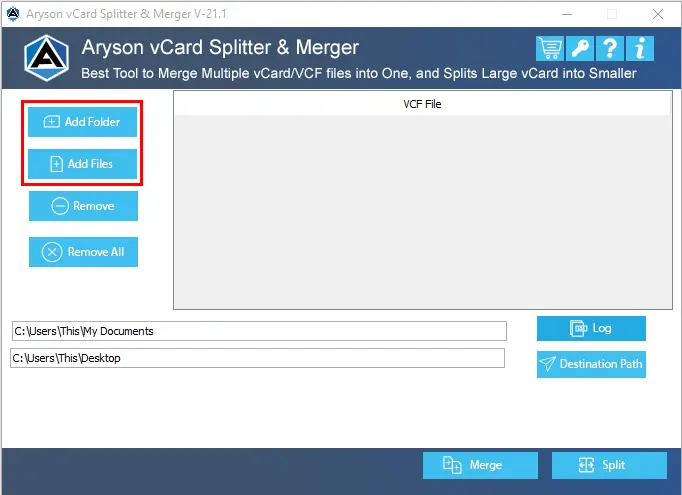 Click on Add Files or Add Folder
