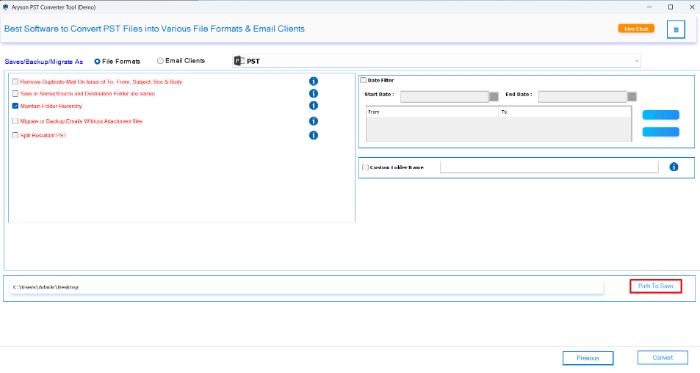 select a folder to save the Word file