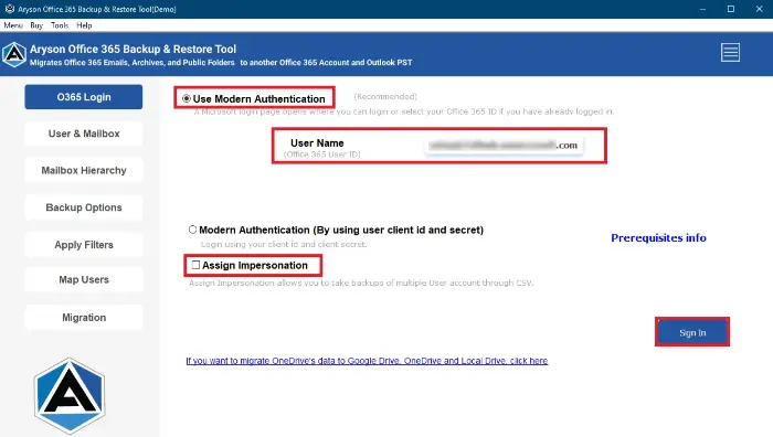 Enter your Office 365 admin or user credentials