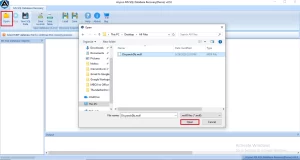 Open button to select the .mdf file