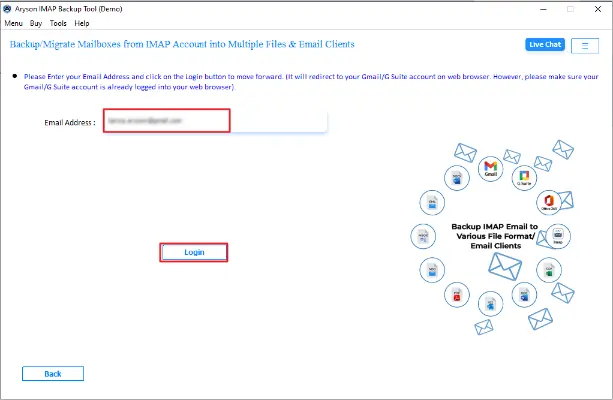 enter your Email and click the Login button