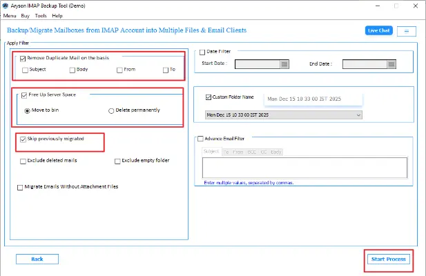 click on the Start Process