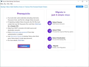 Download, install, and launch the Aryson Yahoo Backup Tool