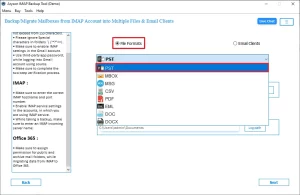 you can pick the PST format